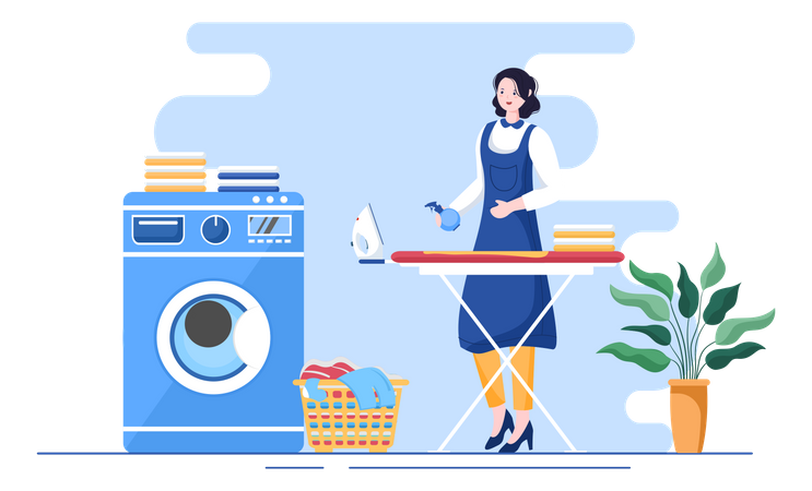 Woman doing ironing  Illustration