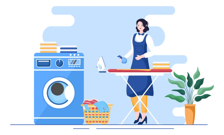 Woman doing ironing  Illustration