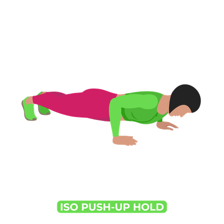 Woman Doing Iso Push Up Hold  Illustration