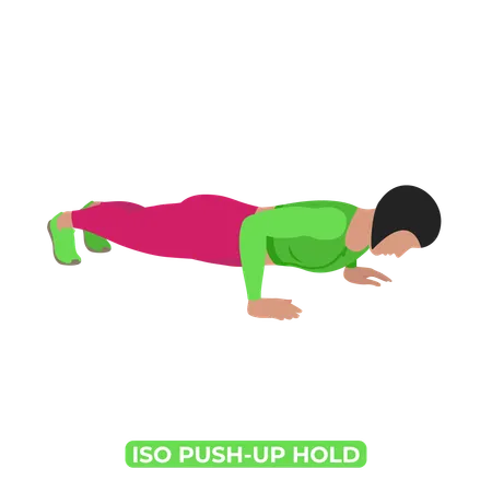 Woman Doing Iso Push Up Hold  Illustration