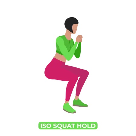Woman Doing Iso Squat Hold  Illustration