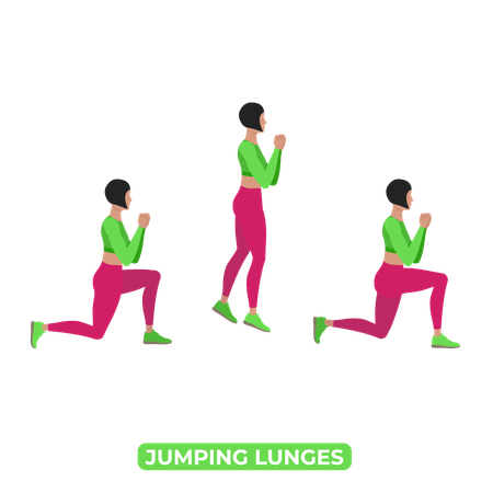 Woman Doing Jumping Lunges  일러스트레이션