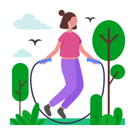 Woman doing Jumping Rope  Illustration
