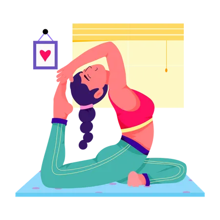 Woman doing King Yoga  Illustration