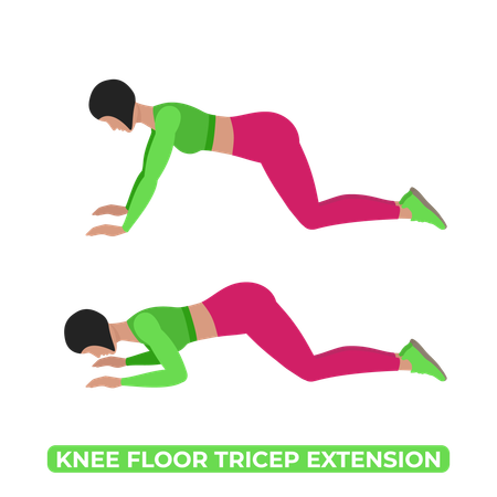 Woman Doing Knee Floor Tricep Extension  Illustration