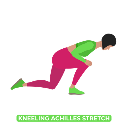Woman Doing Kneeling Achilles Stretch  Illustration