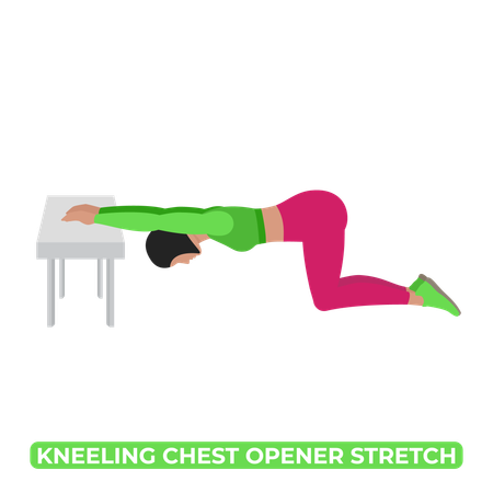 Woman Doing Kneeling Chest Opener Stretch  일러스트레이션