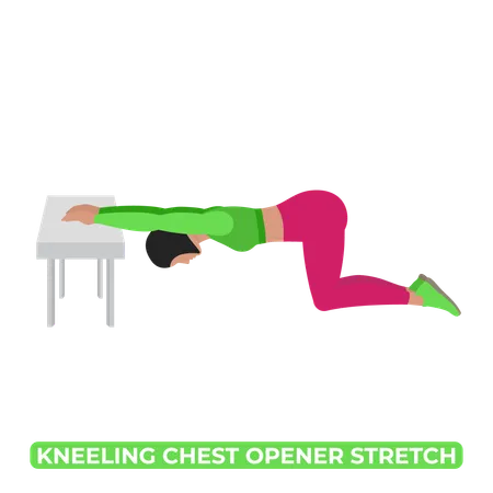 Woman Doing Kneeling Chest Opener Stretch  Illustration
