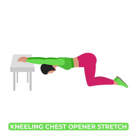 Woman Doing Kneeling Chest Opener Stretch  Illustration