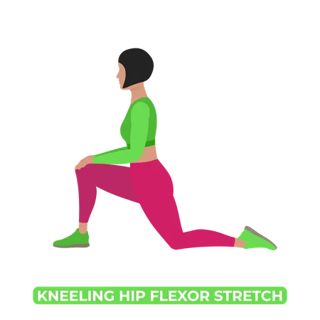 Woman Doing Kneeling Hip Flexor Stretch  Illustration