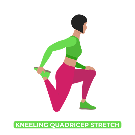 Woman Doing Kneeling Quadricep Stretch  Illustration