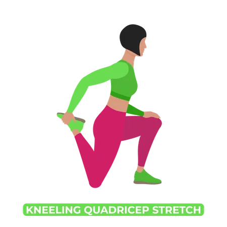 Woman Doing Kneeling Quadricep Stretch  Illustration