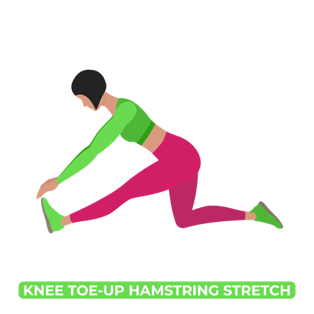 Woman Doing Kneeling Toe Up Hamstring Stretch  Illustration