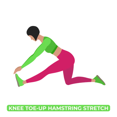 Woman Doing Kneeling Toe Up Hamstring Stretch  Illustration