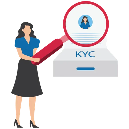 Woman doing kyc verification  Illustration