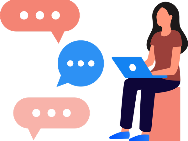 Woman doing Laptop chat  Illustration