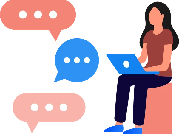 Woman doing Laptop chat  Illustration