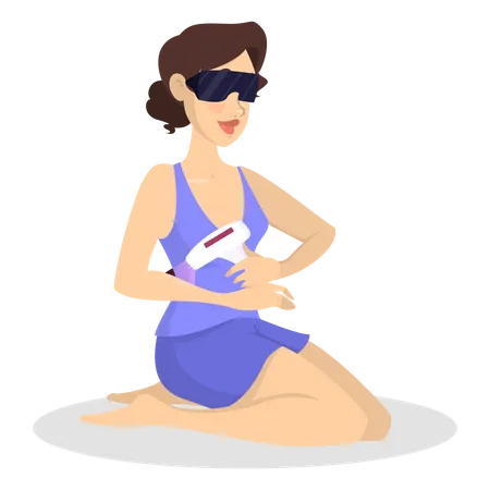 Woman doing laser hair removal procedure  Illustration