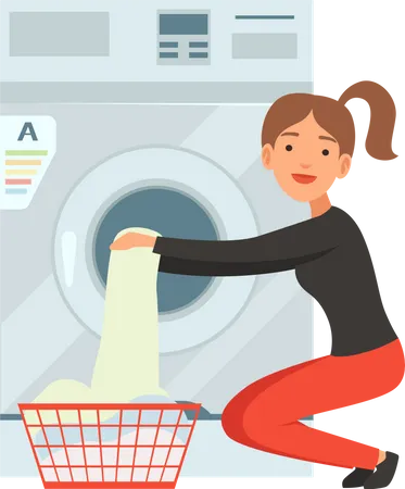 Woman doing laundry  Illustration