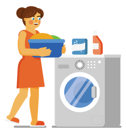 Woman doing laundry  Illustration