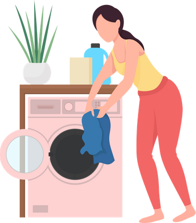 Woman doing laundry  Illustration