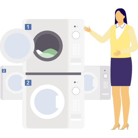 Woman doing laundry  Illustration