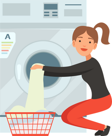 Woman doing laundry  Illustration