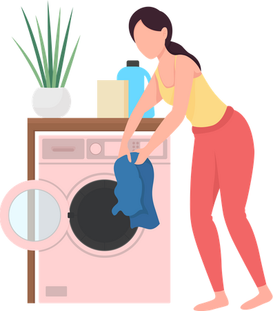 Woman doing laundry  Illustration