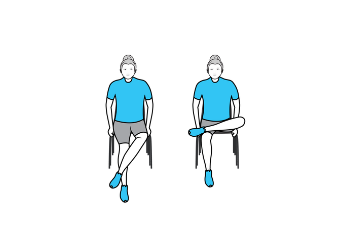 Woman doing leg exercise while sitting on chair  Illustration