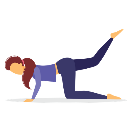 Woman doing leg stretching exercise Illustration