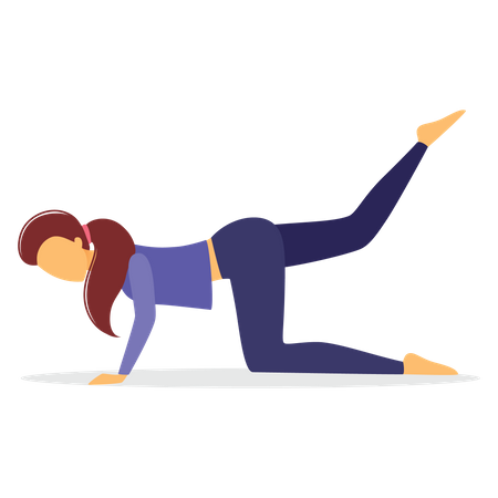 Woman doing leg stretching exercise  Illustration