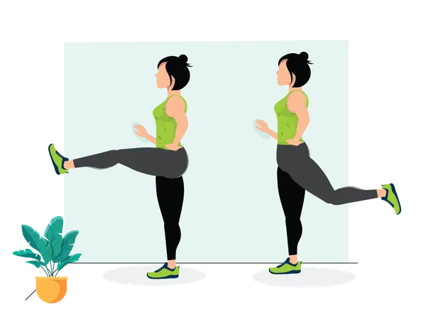 Woman doing Leg Swings  Illustration