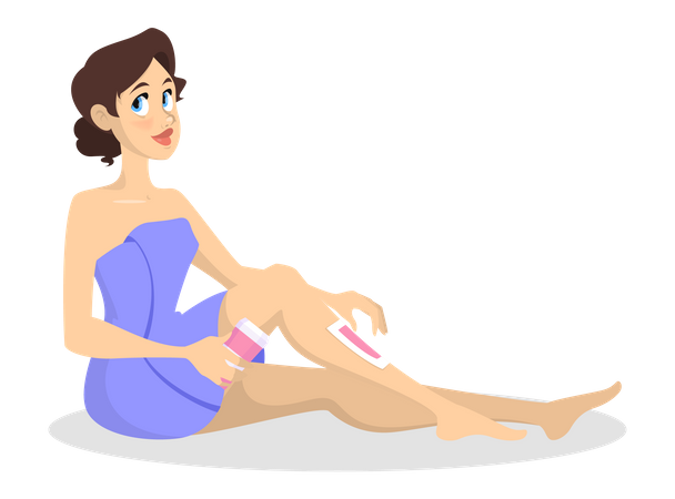 Woman doing leg waxing  イラスト