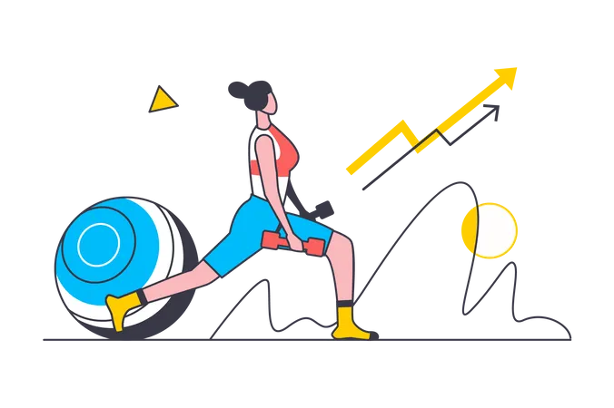 Woman doing leg workout with dumbbell  Illustration