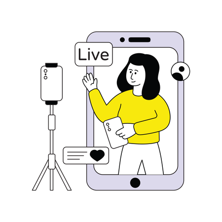 Woman doing Live Streaming  Illustration