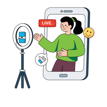 Woman Doing Live Streaming  Illustration