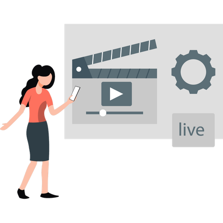 Woman doing live video setting  Illustration