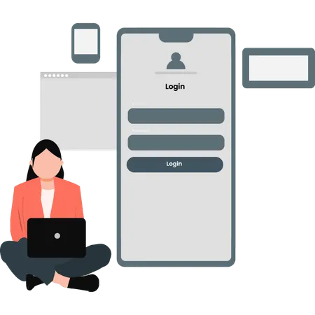 Woman doing login profile  Illustration