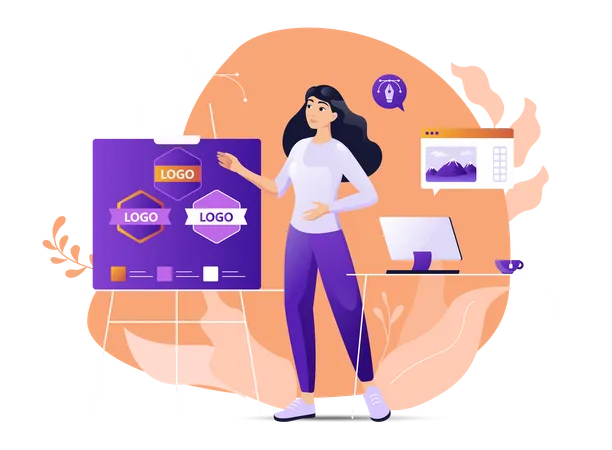 Woman doing logo design  Illustration