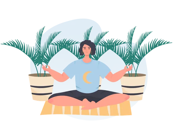 Woman doing Lotus yoga pose  Illustration