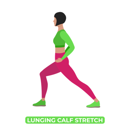 Woman Doing Lunging Straight Calf Stretch  イラスト