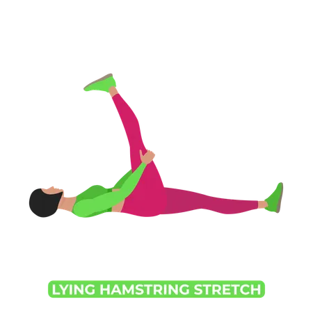 Woman Doing Lying Hamstring Stretch  Illustration