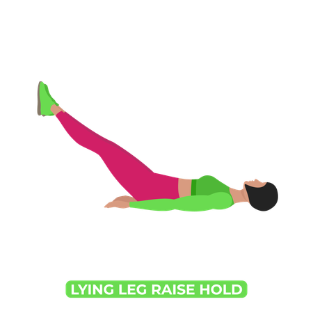 Woman Doing Lying Leg Raise Hold  イラスト