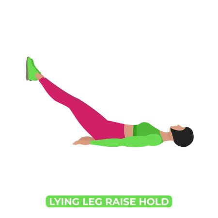 Straight Leg Hold Bodyweight Fitness ABS And Core Static Exercise An Educational Illustration On A White Background イラスト
