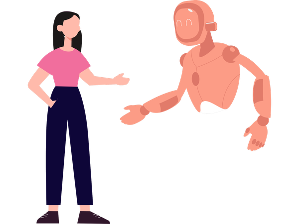 Woman doing machine interaction  Illustration