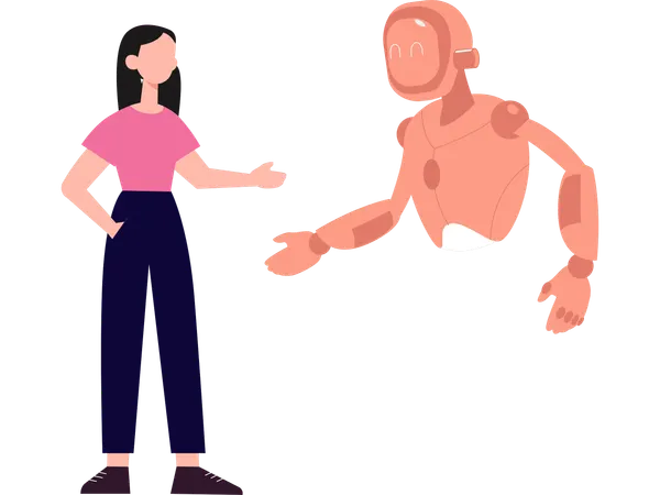 Woman doing machine interaction  Illustration