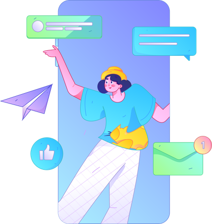 Woman doing mail communication  Illustration