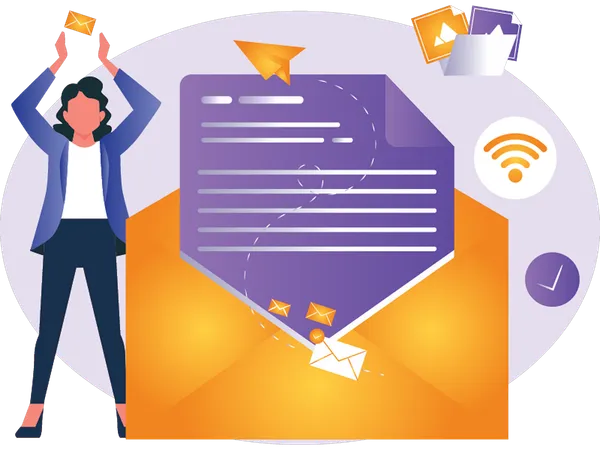 Woman Doing Mail Marketing  Illustration