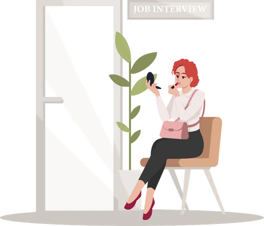 Best Premium Woman doing makeup at office Illustration download in PNG &  Vector format