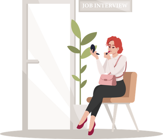 Woman doing makeup before job interview  Illustration